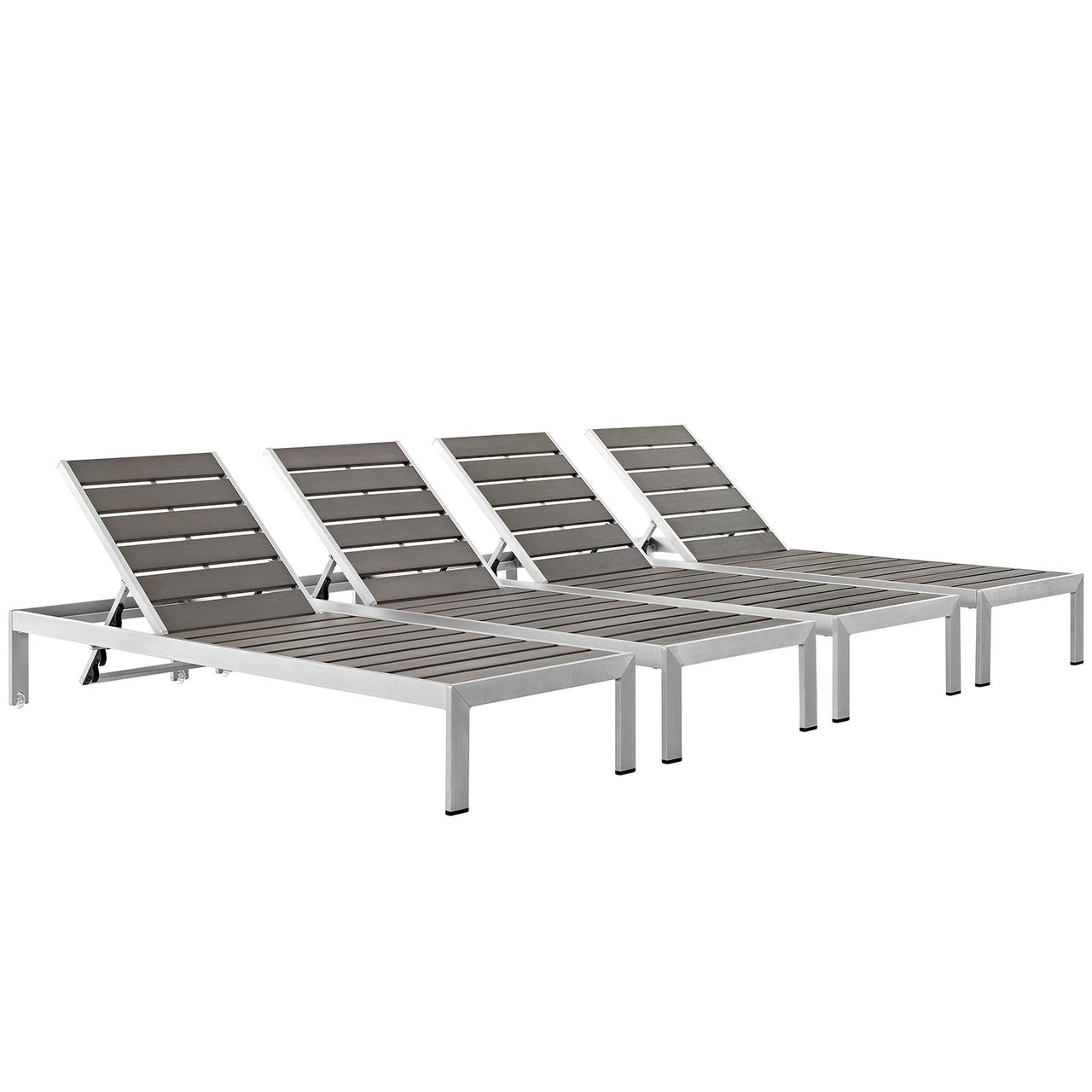 Shorea Alfresco Chaise Set of 4, Silver & Gray