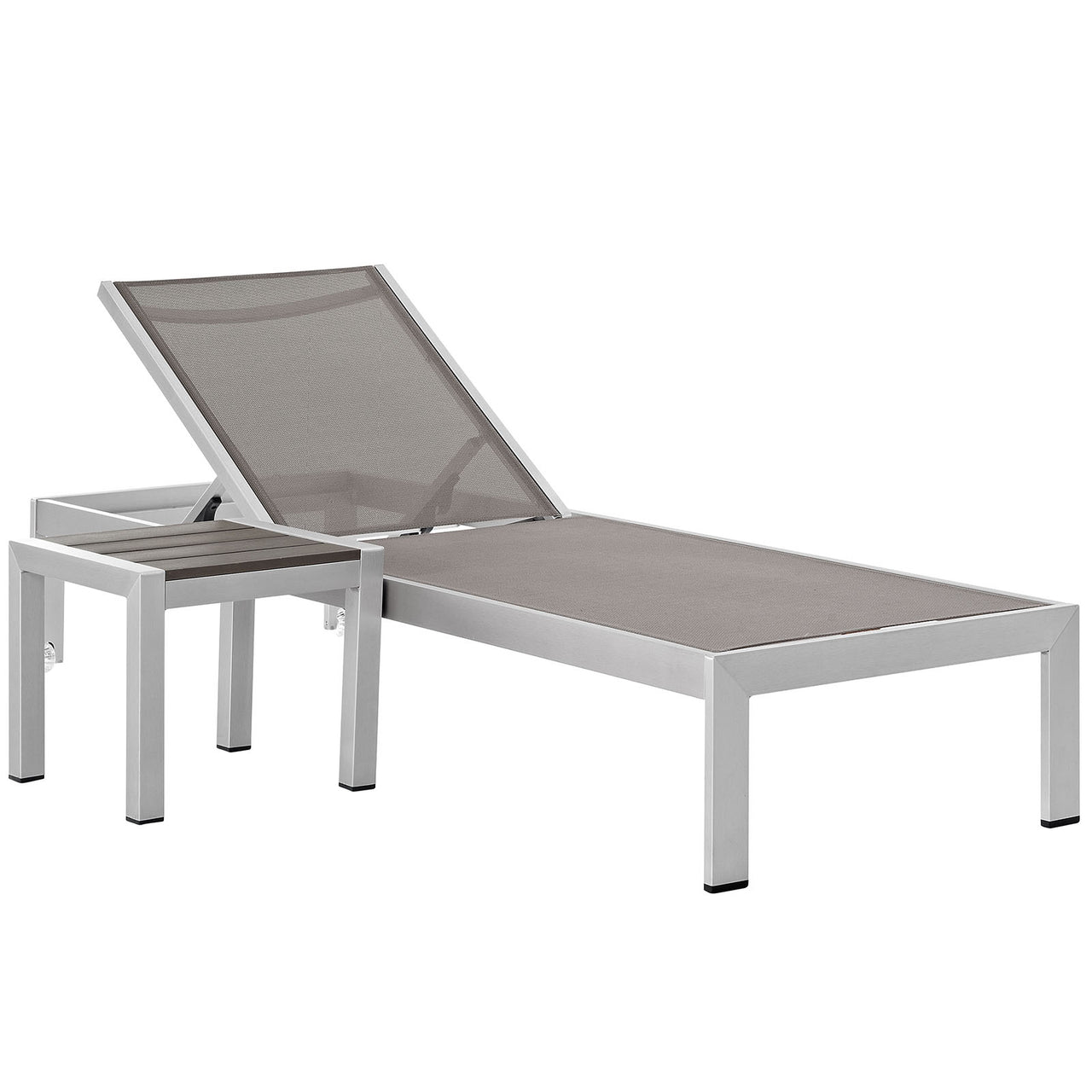 Shore 2 Piece Outdoor Patio Aluminum Set, Silver & Gray