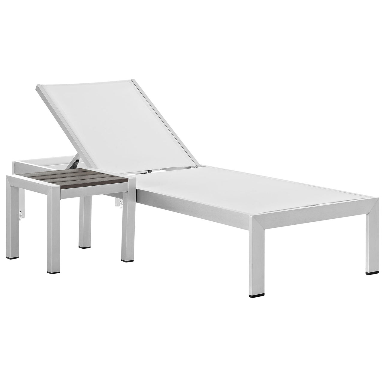 Shore 2 Piece Outdoor Patio Aluminum Set, Silver & White