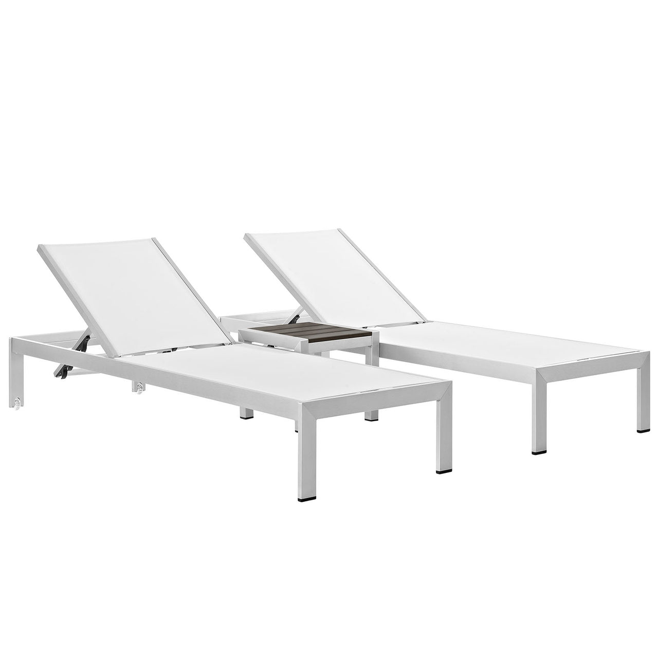 Shorea 3-Piece Alfresco Set, Silver & White