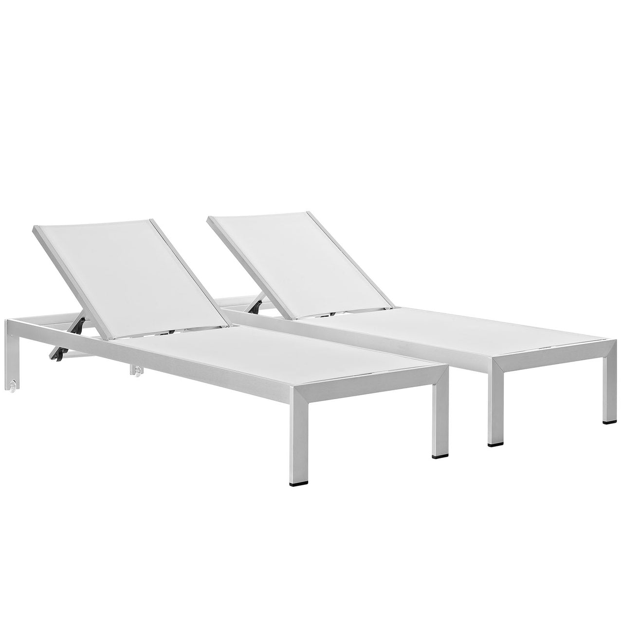 Shorea Alfresco Chaise Set of 2, Silver & White