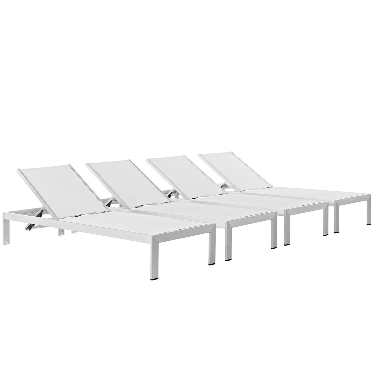 Shorea Alfresco Chaise Set of 4, Silver & White