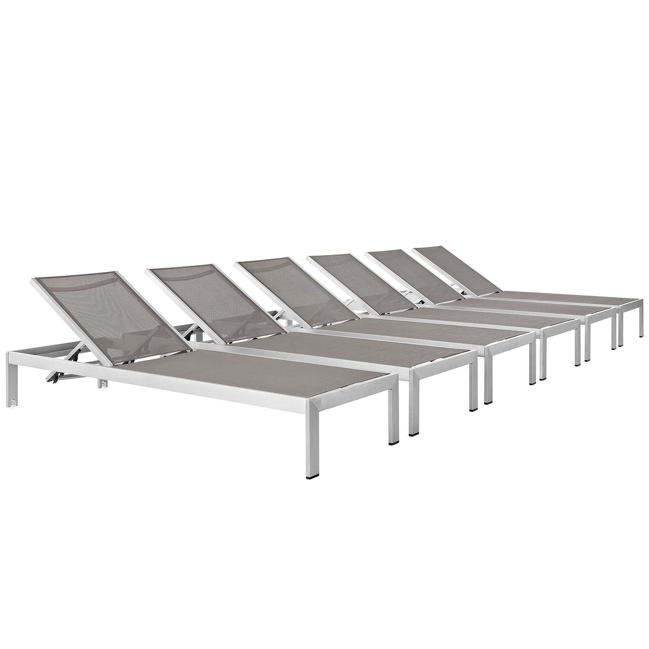 Shorea Alfresco Chaise Set of 6, Silver & Gray
