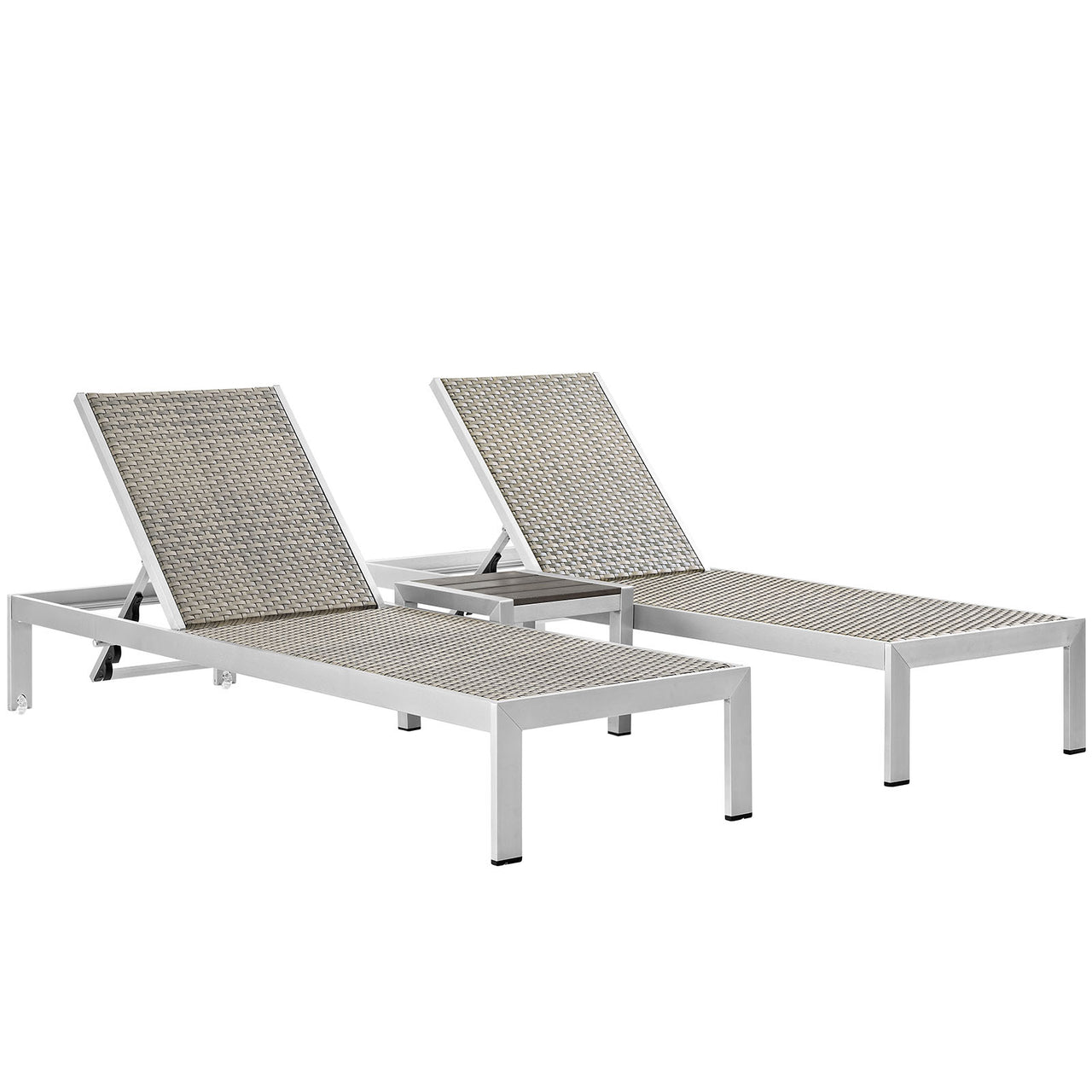Shore 3 Piece Outdoor Patio Aluminum Set, Silver & Gray