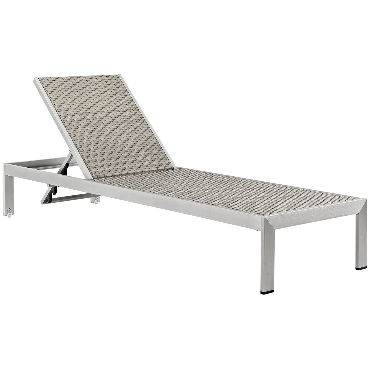 Shore Outdoor Patio Aluminum Chaise Set of 4, Silver & Gray