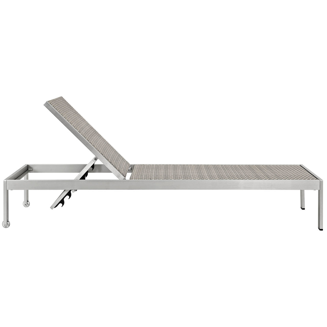 Shore Outdoor Patio Aluminum Chaise Set of 4, Silver & Gray