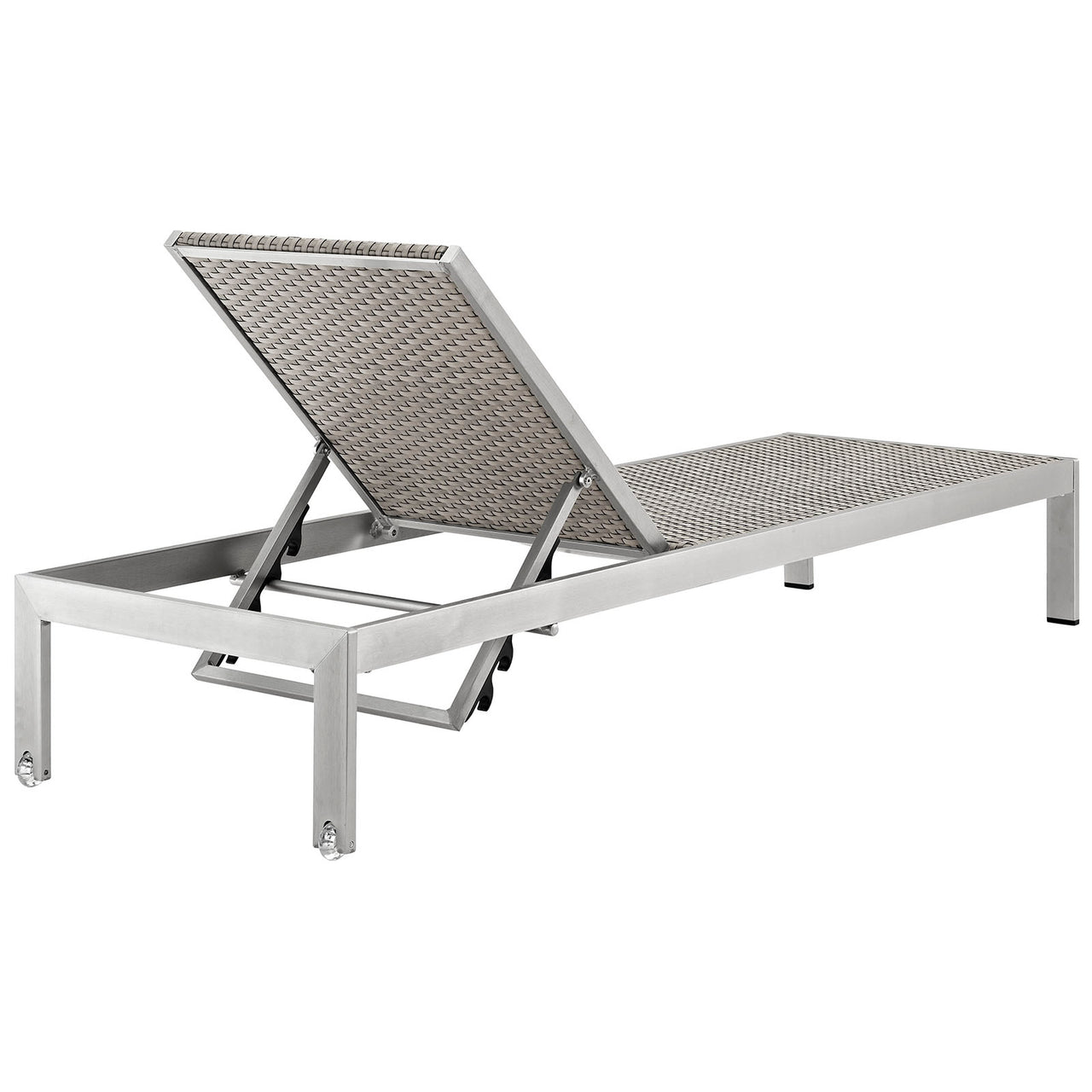 Shore Outdoor Patio Aluminum Chaise Set of 4, Silver & Gray