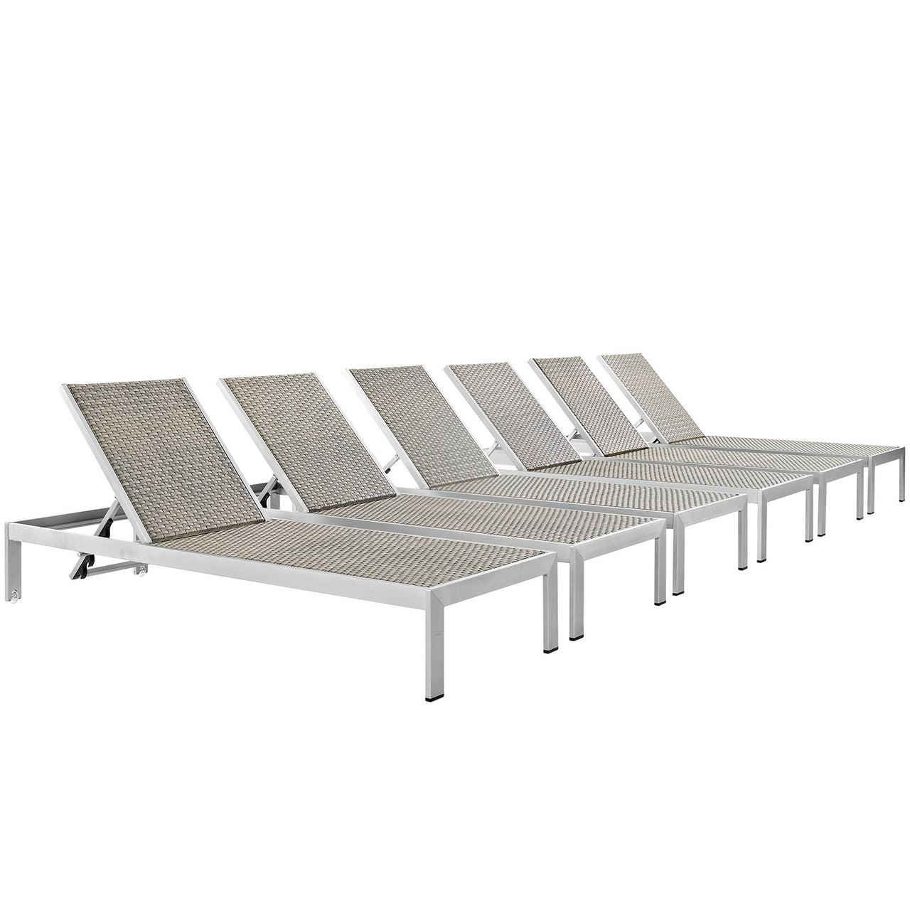 Shorea Alfresco Chaise Set of 6, Silver & Gray