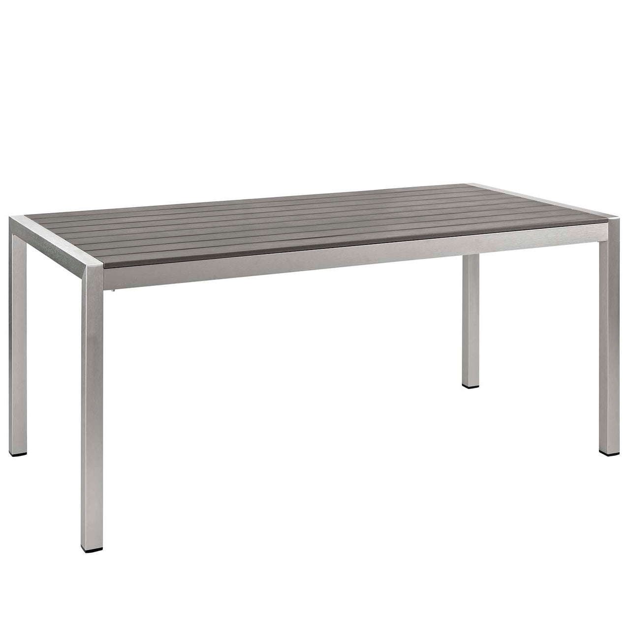Shore 3 Piece Outdoor Patio Aluminum Dining Set, Silver & Gray