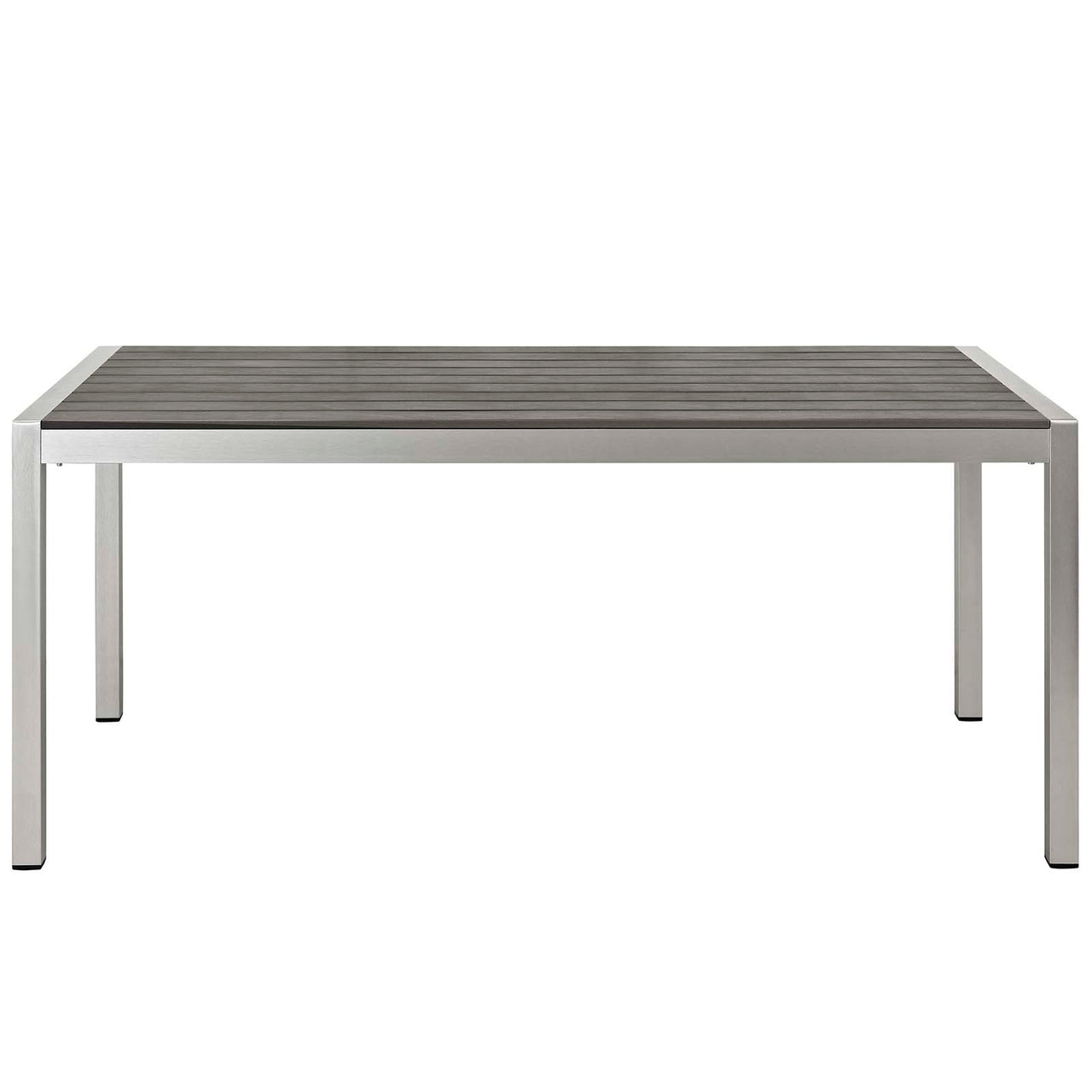 Shore 3 Piece Outdoor Patio Aluminum Dining Set, Silver & Gray