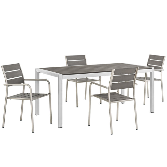 Shorea 5-Piece Alfresco Dining Set, Silver & Gray