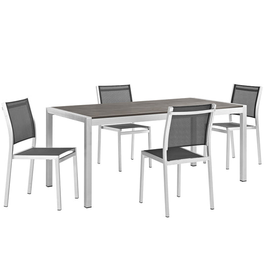 Shorea 5-Piece Alfresco Dining Set, Silver & Black