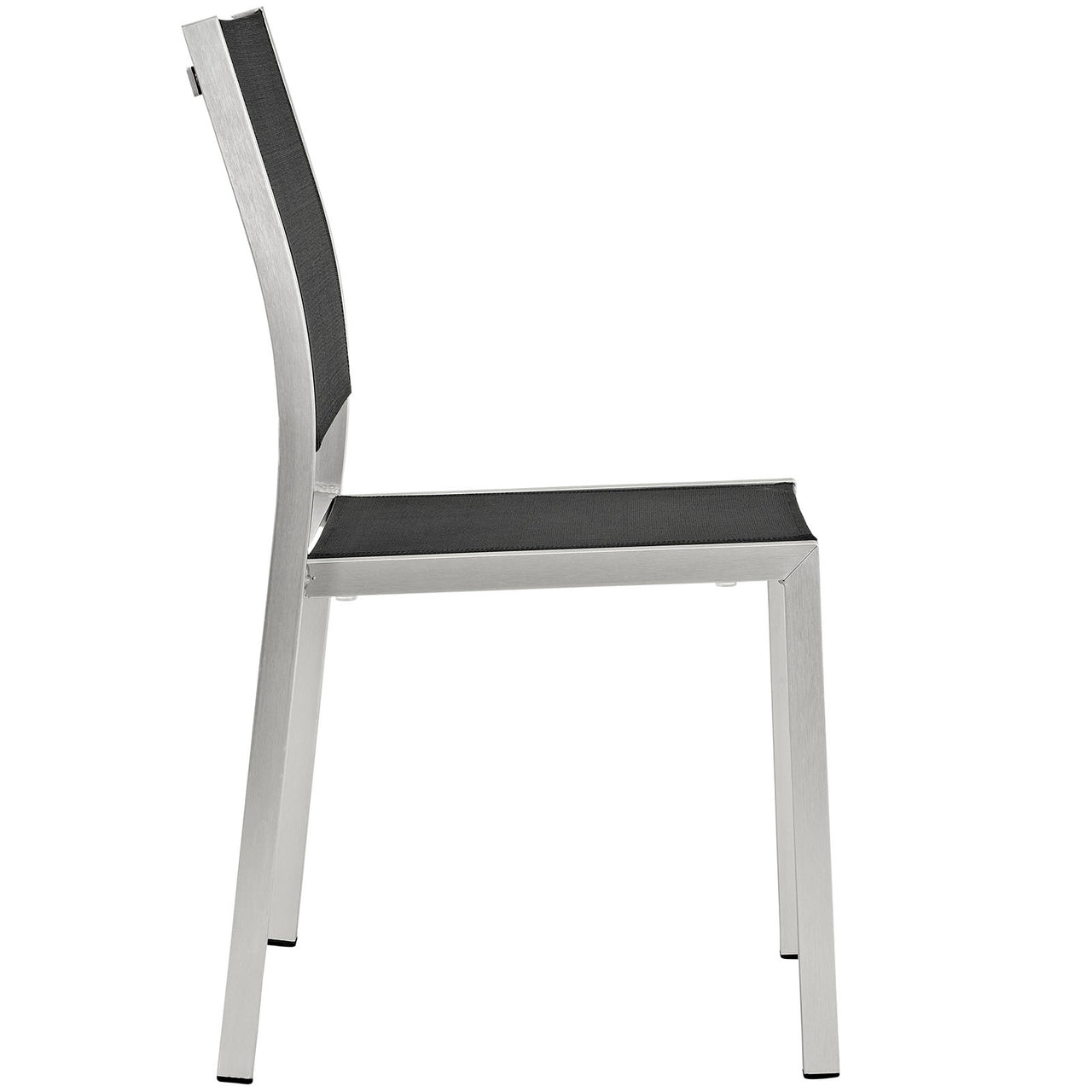 Shore 5 Piece Outdoor Patio Aluminum Dining Set, Silver & Black
