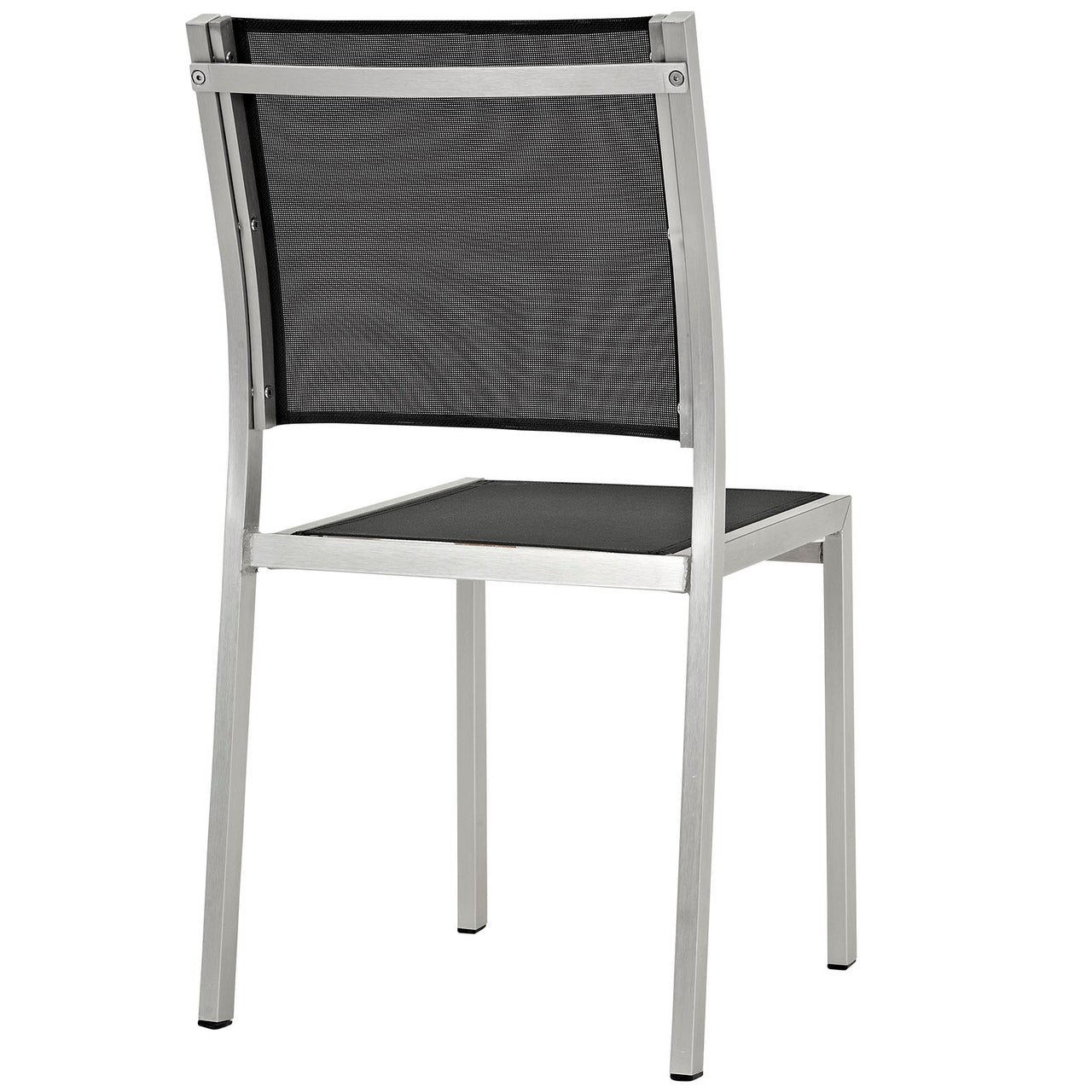 Shore 5 Piece Outdoor Patio Aluminum Dining Set, Silver & Black