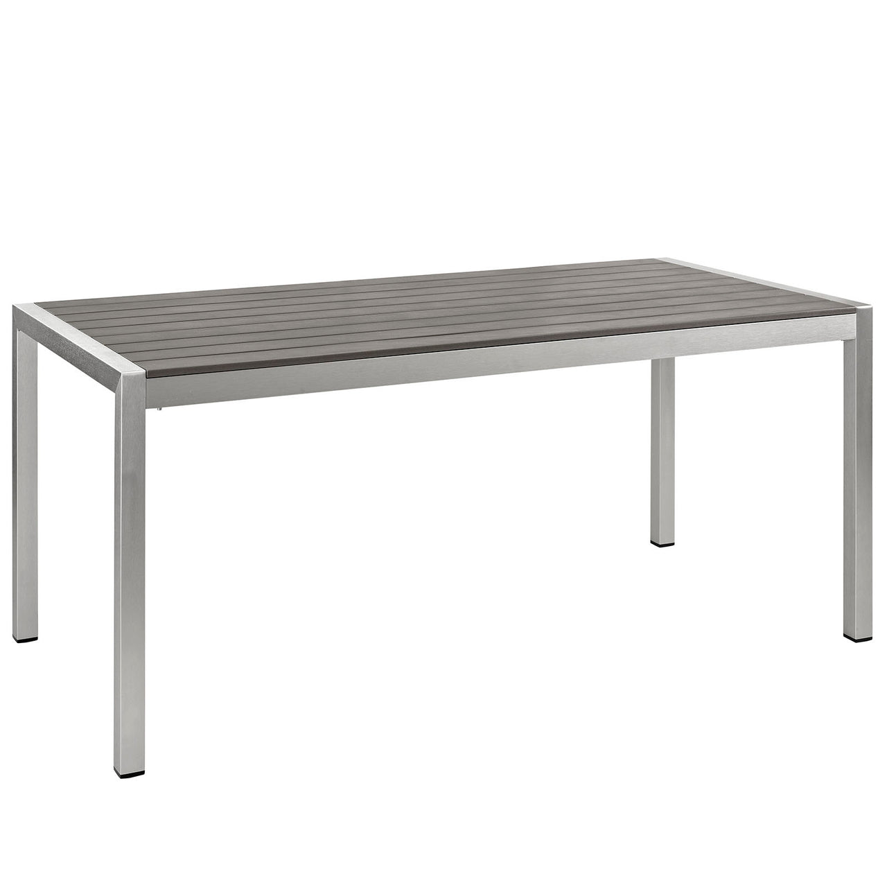 Shore 5 Piece Outdoor Patio Aluminum Dining Set, Silver & Black