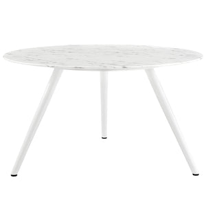 Lippa 54" Round Faux Marble Dining Table with Tripod Base, White