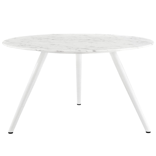 Ensemble Round Faux Marble Dining Table with Tripod Base, Extra Large, White