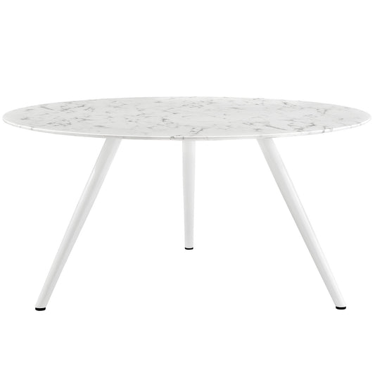 Ensemble Round Faux Marble Dining Table with Tripod Base, XXL, White