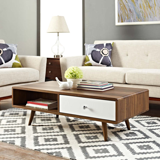 Erisen Coffee Table, Walnut & White