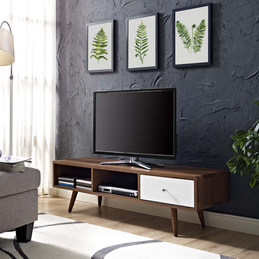 Erisen TV Stand, Small, Walnut & White