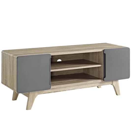 Medusa TV Stand, Small, Natural Wood & Gray