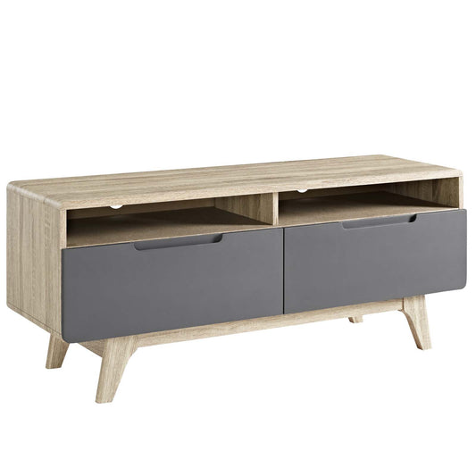 Elviera TV Stand, Natural Wood & Gray