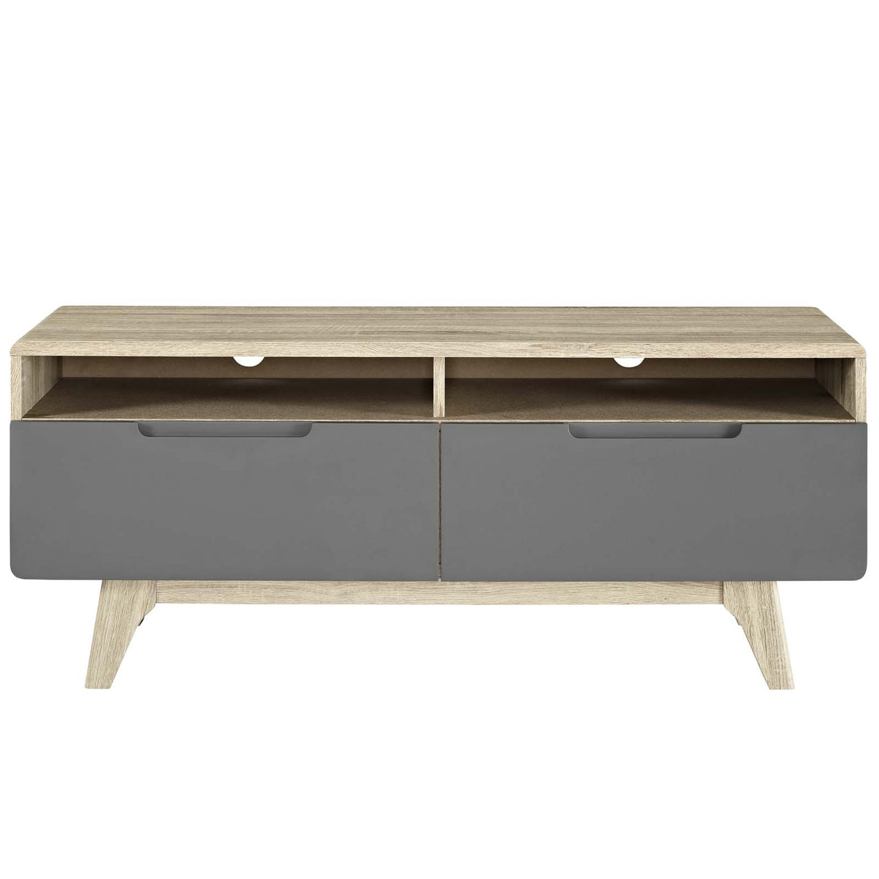 Elviera TV Stand, Natural Wood & Gray