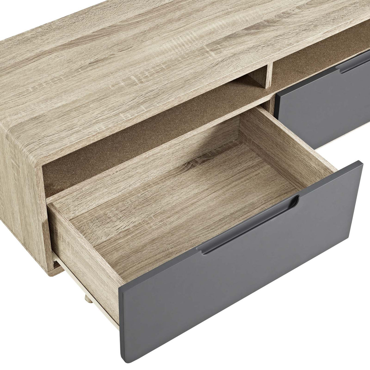 Elviera TV Stand, Natural Wood & Gray