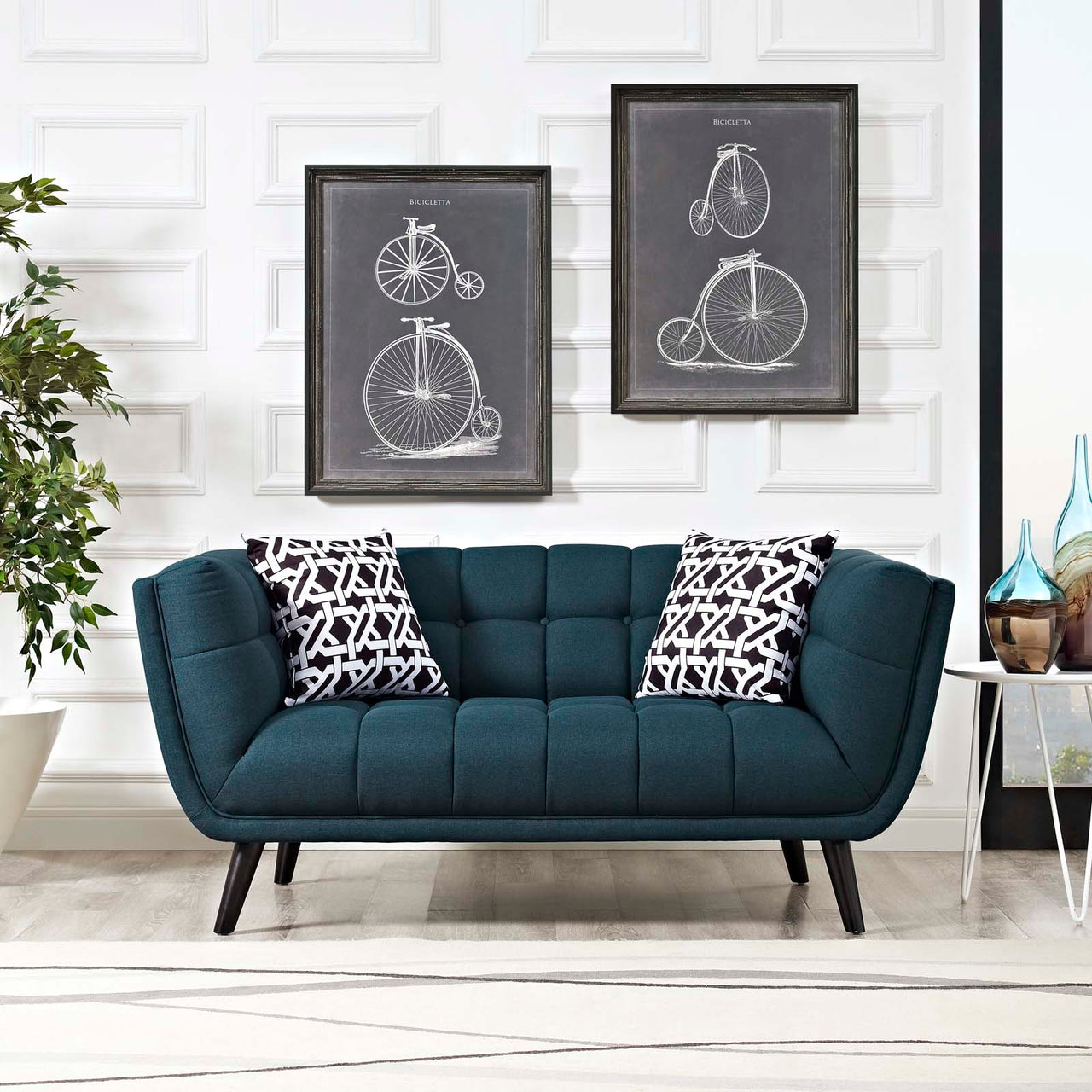 Caress Fabric Loveseat, Blue
