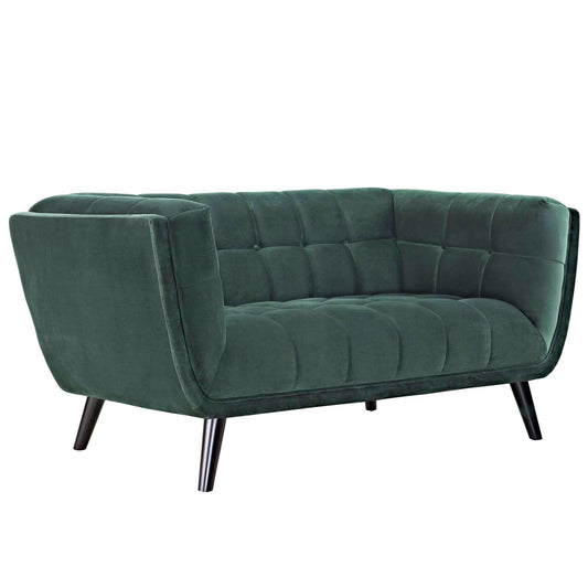 Caress Velvet Loveseat, Green