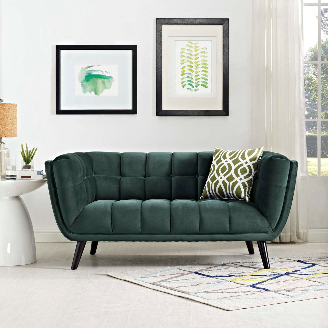 Caress Velvet Loveseat, Green