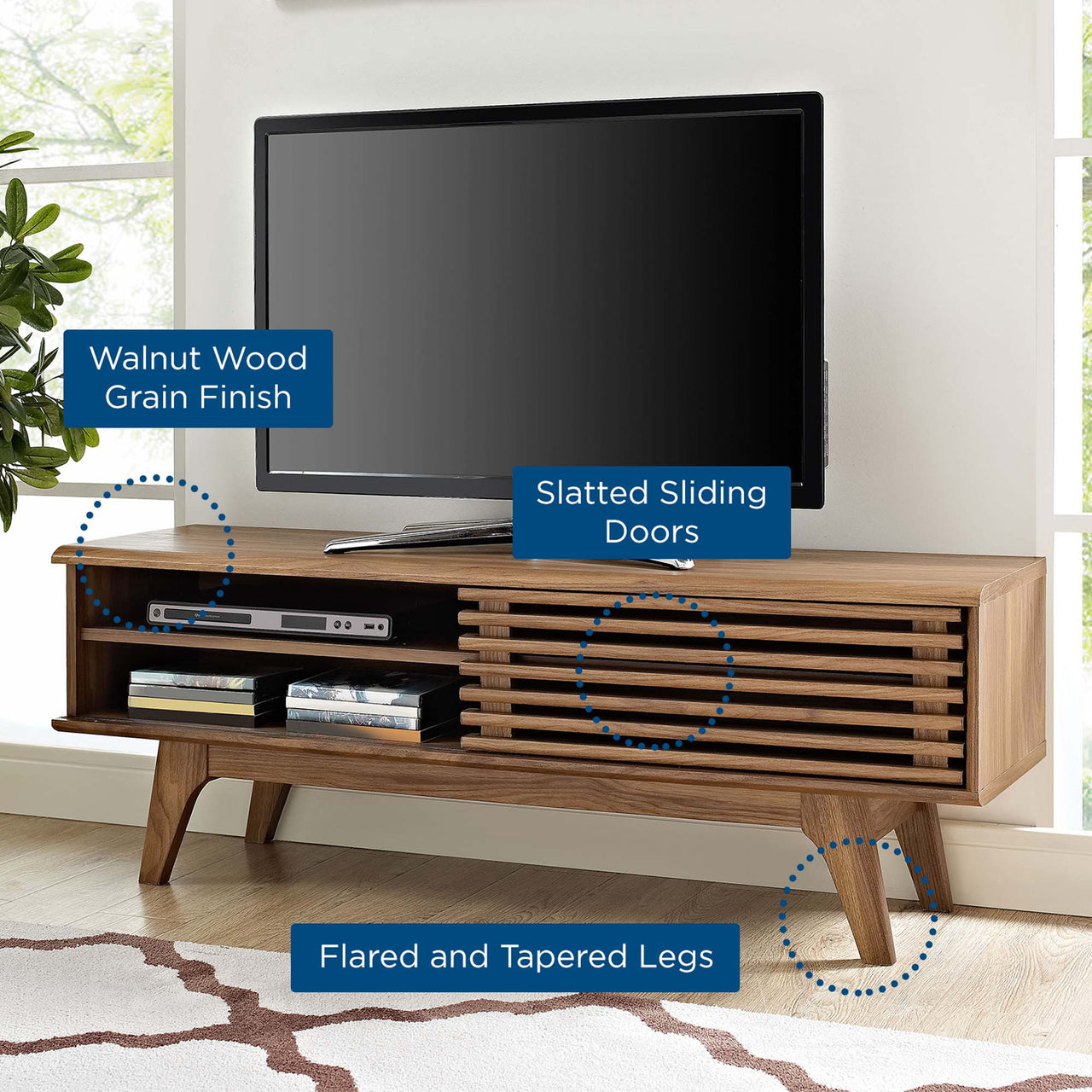 Ventra TV Stand, Small, Walnut