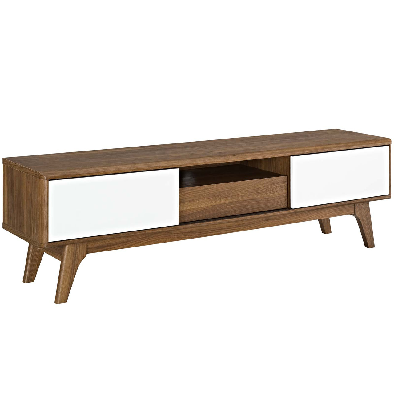 Lunel Media TV Stand, Large, Walnut & White