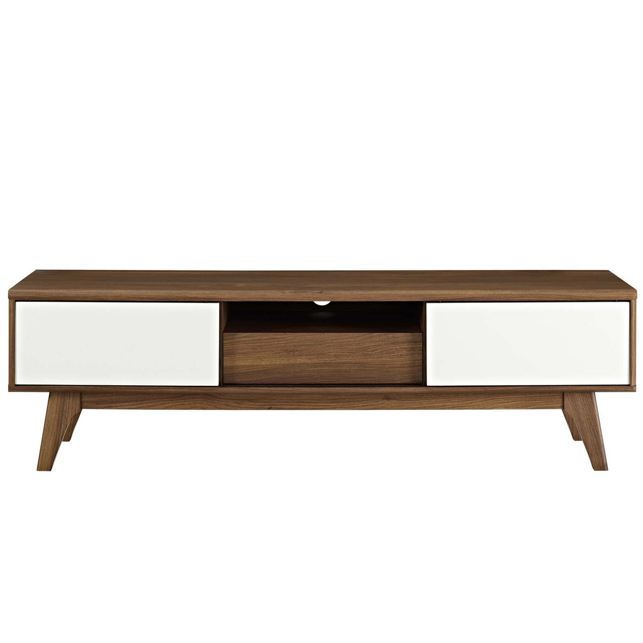 Lunel Media TV Stand, Large, Walnut & White