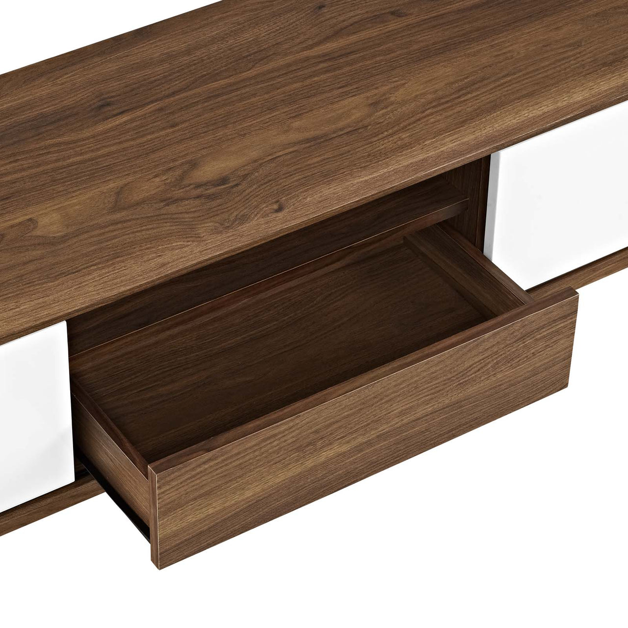 Lunel Media TV Stand, Large, Walnut & White