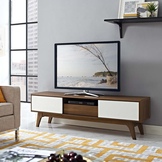 Lunel Media TV Stand, Large, Walnut & White