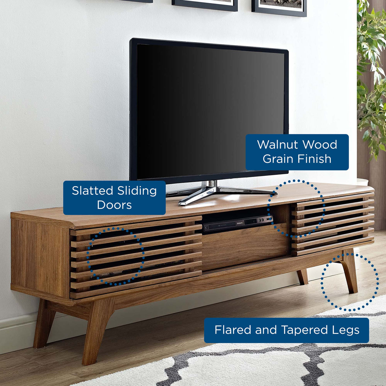 Ventra TV Stand, Medium, Walnut