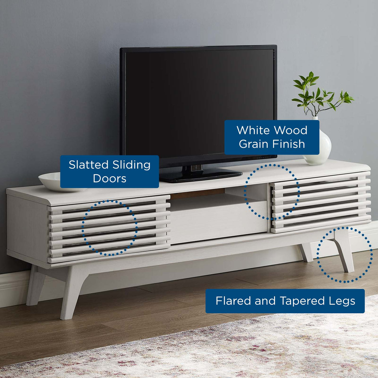 Ventra TV Stand, Medium, White