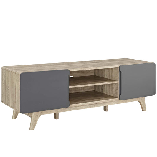 Medusa TV Stand, Medium, Natural Wood & Gray