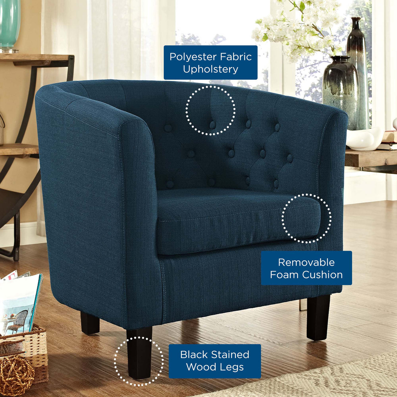 Alessa Fabric Armchair, Azure