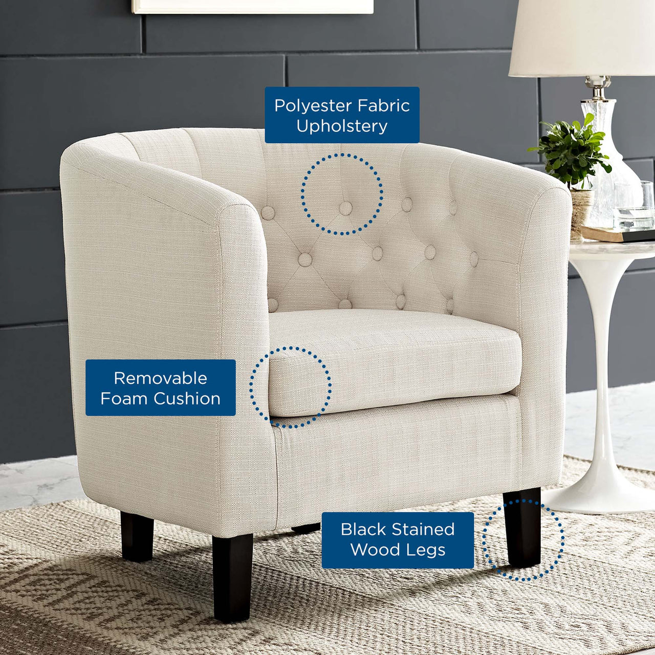 Prospect Upholstered Fabric Armchair, Beige