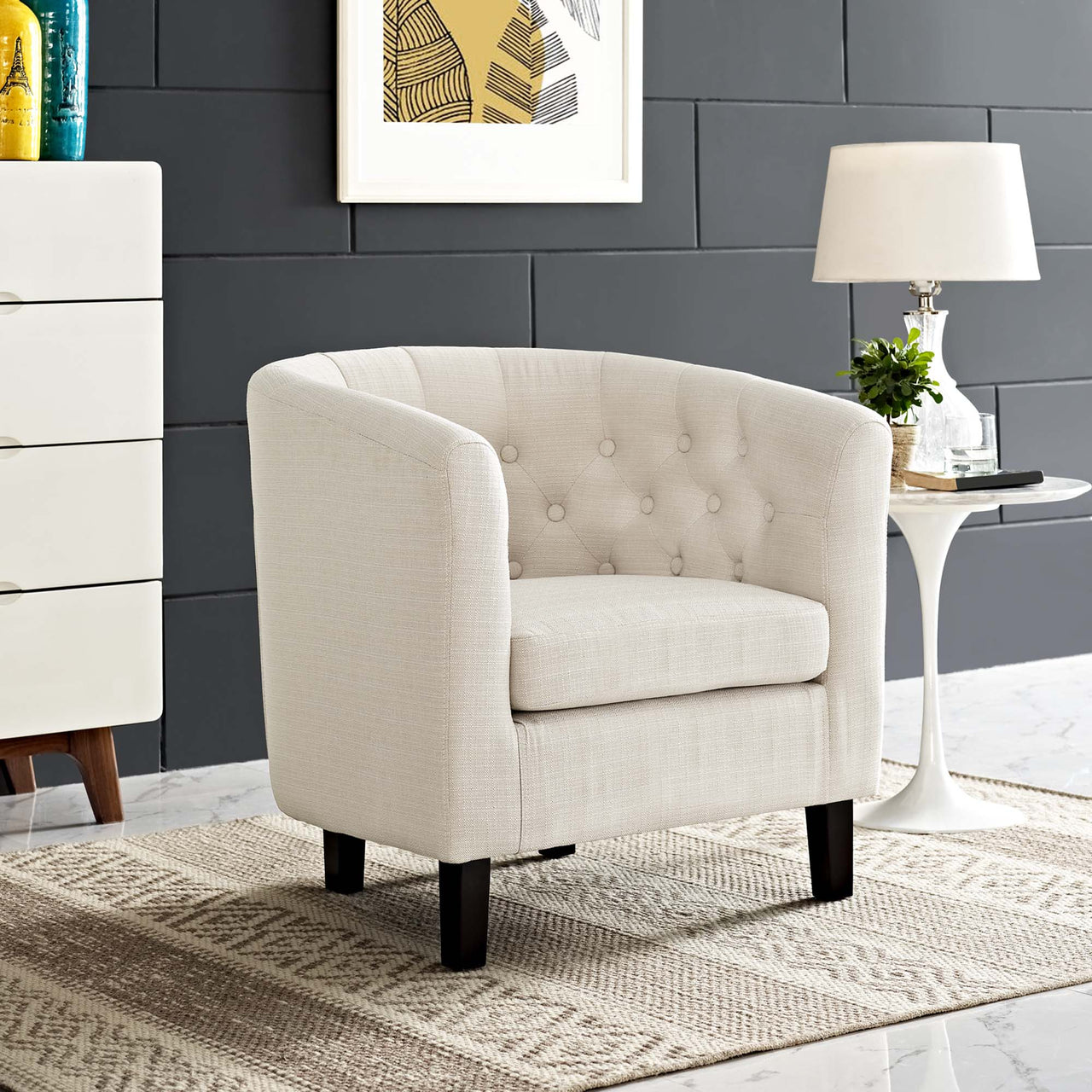 Prospect Upholstered Fabric Armchair, Beige