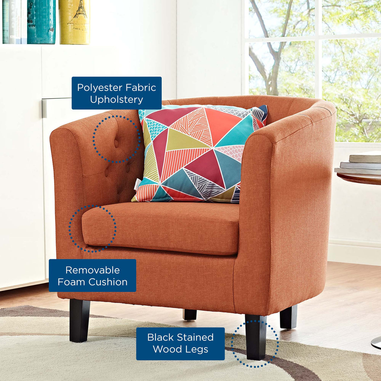Alessa Fabric Armchair, Orange