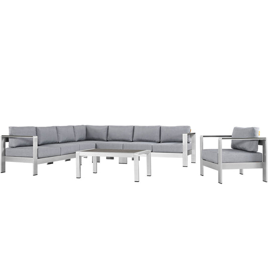 Shorea 7-Piece Alfresco Sectional Sofa Set, Silver & Gray