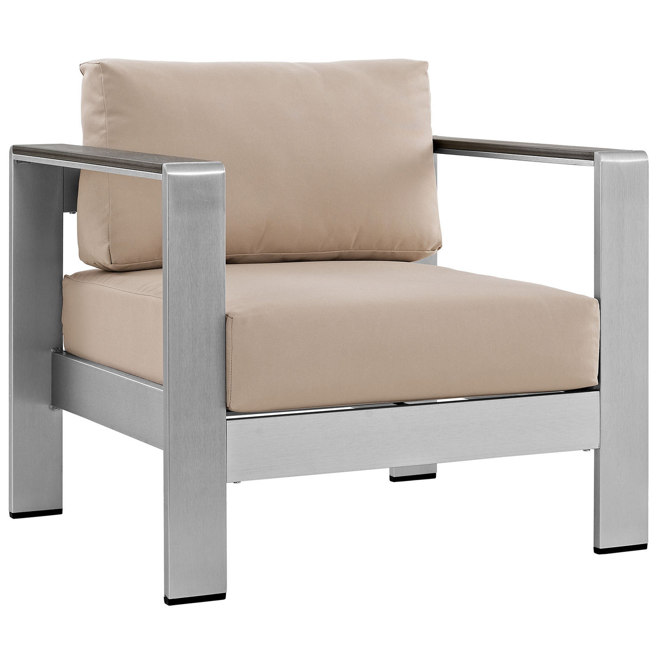 Shorea 4-Piece Alfresco Sectional Sofa Set, Silver & Beige