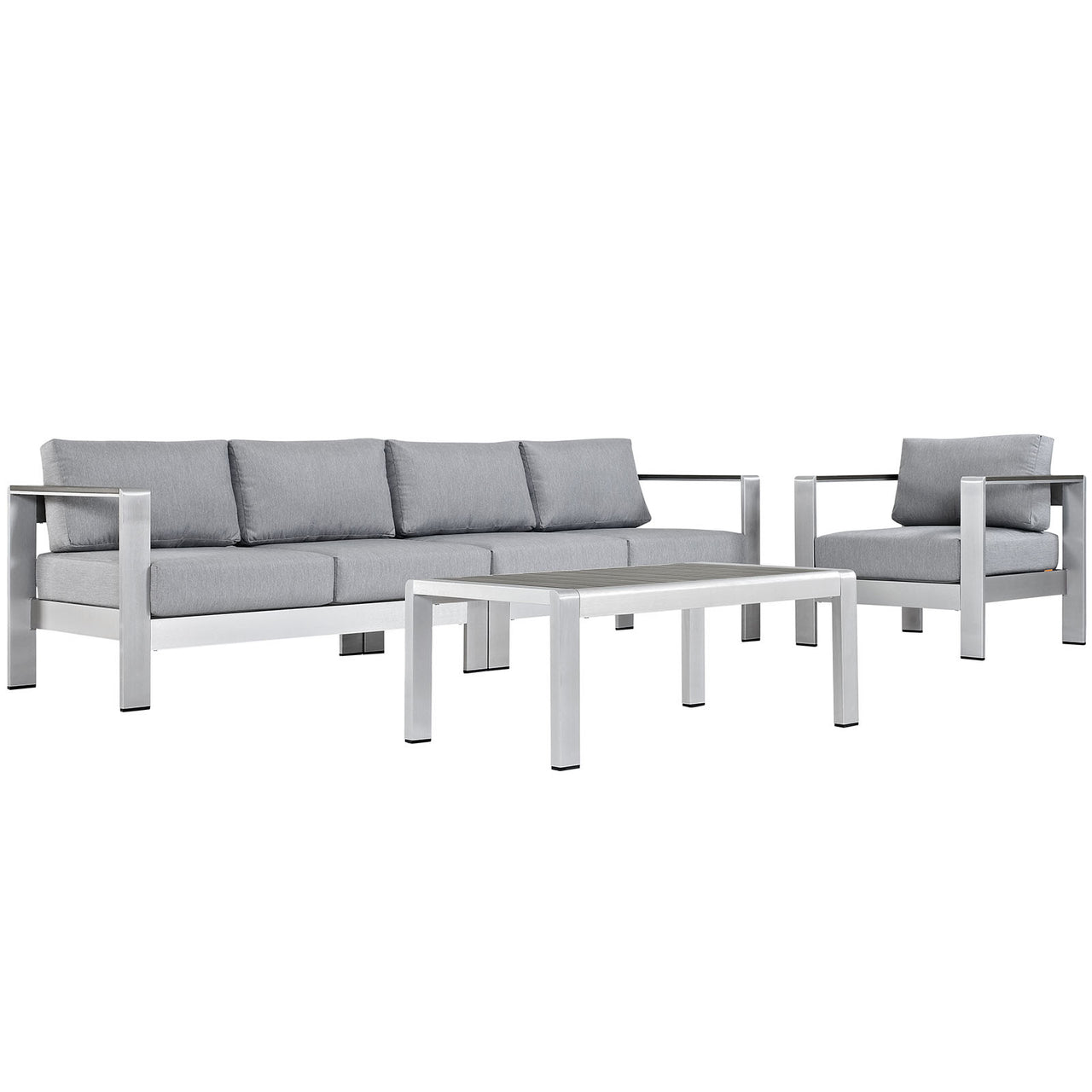 Shorea 4-Piece Alfresco Sectional Sofa Set, Silver & Gray