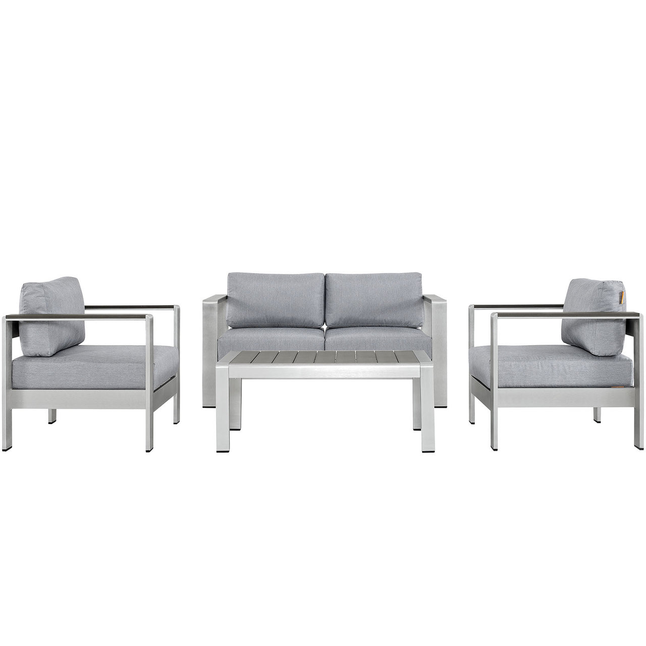 Shorea 4-Piece Alfresco Sectional Sofa Set, Silver & Gray