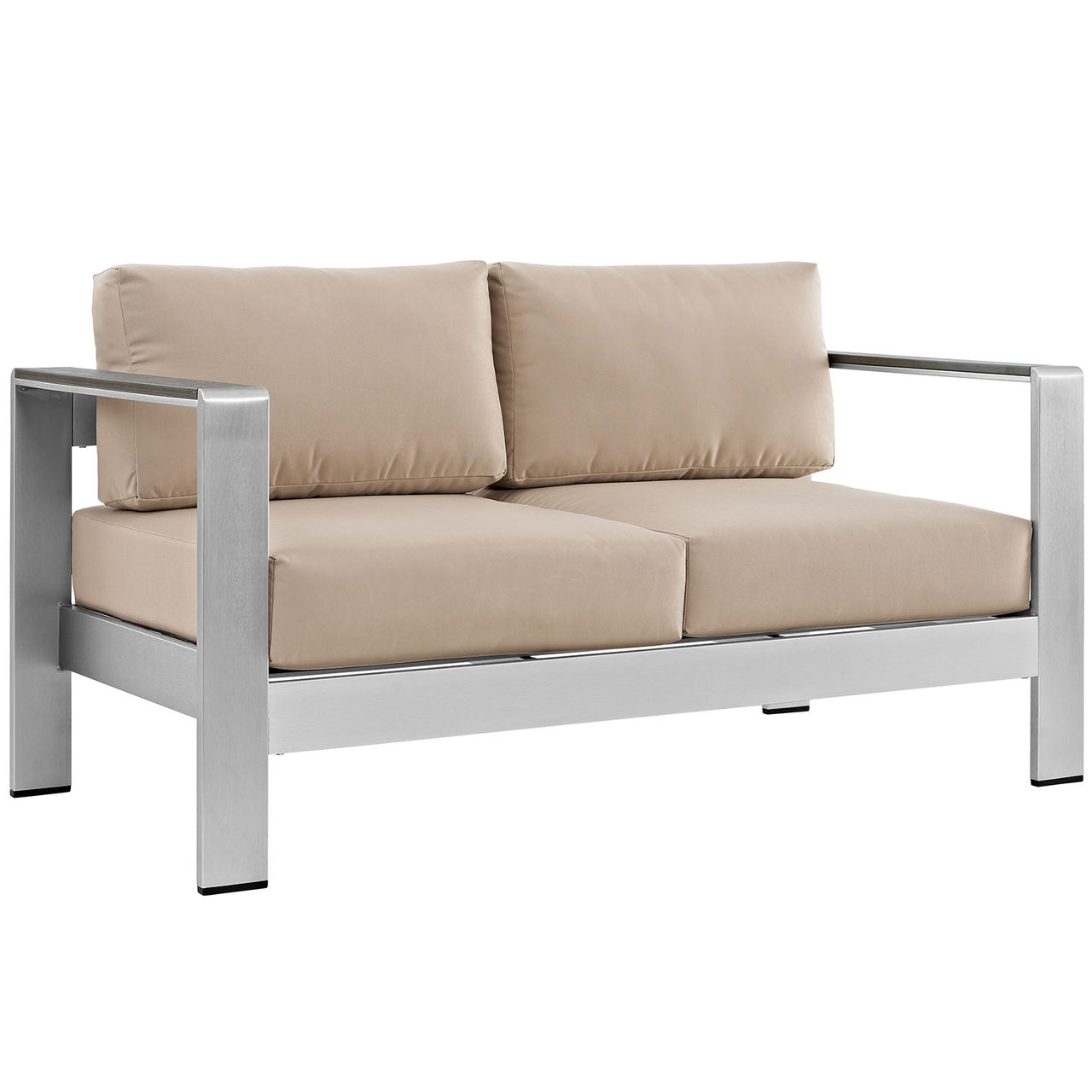 Shorea 6-Piece Alfresco Sectional Sofa Set, Silver & Beige