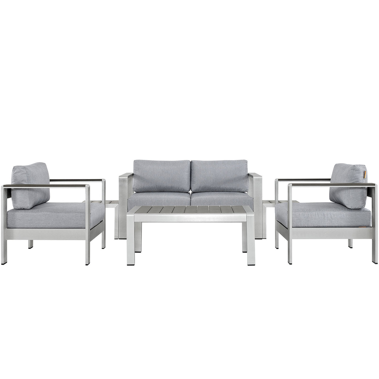 Shorea 6-Piece Alfresco Sectional Sofa Set, Silver & Gray