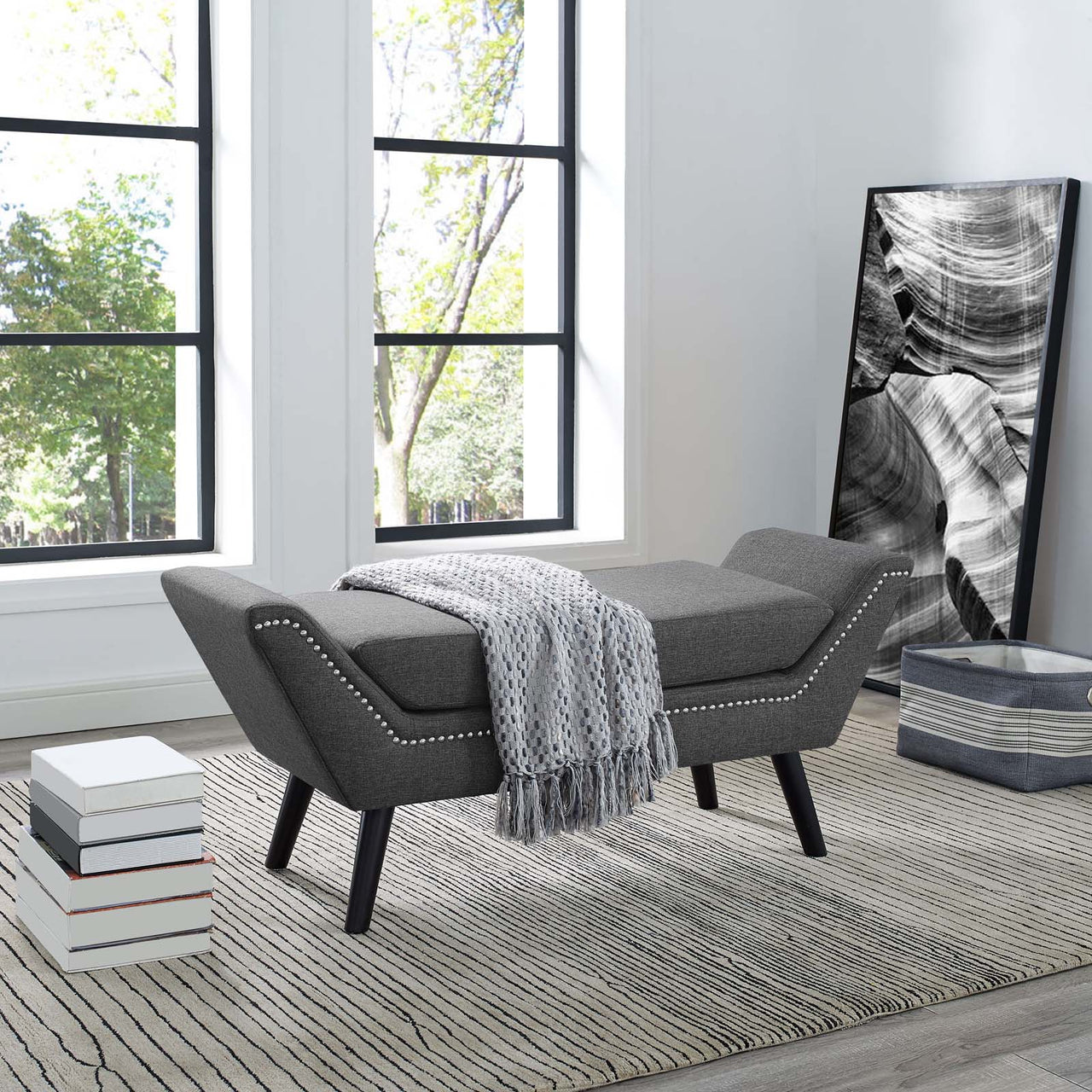 Verlane Fabric Bench, Gray